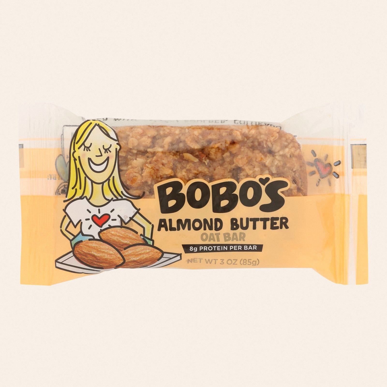 Bobo's Oat Bars - All Natural - Almond - 3 oz Bars - Case of 12 - Front