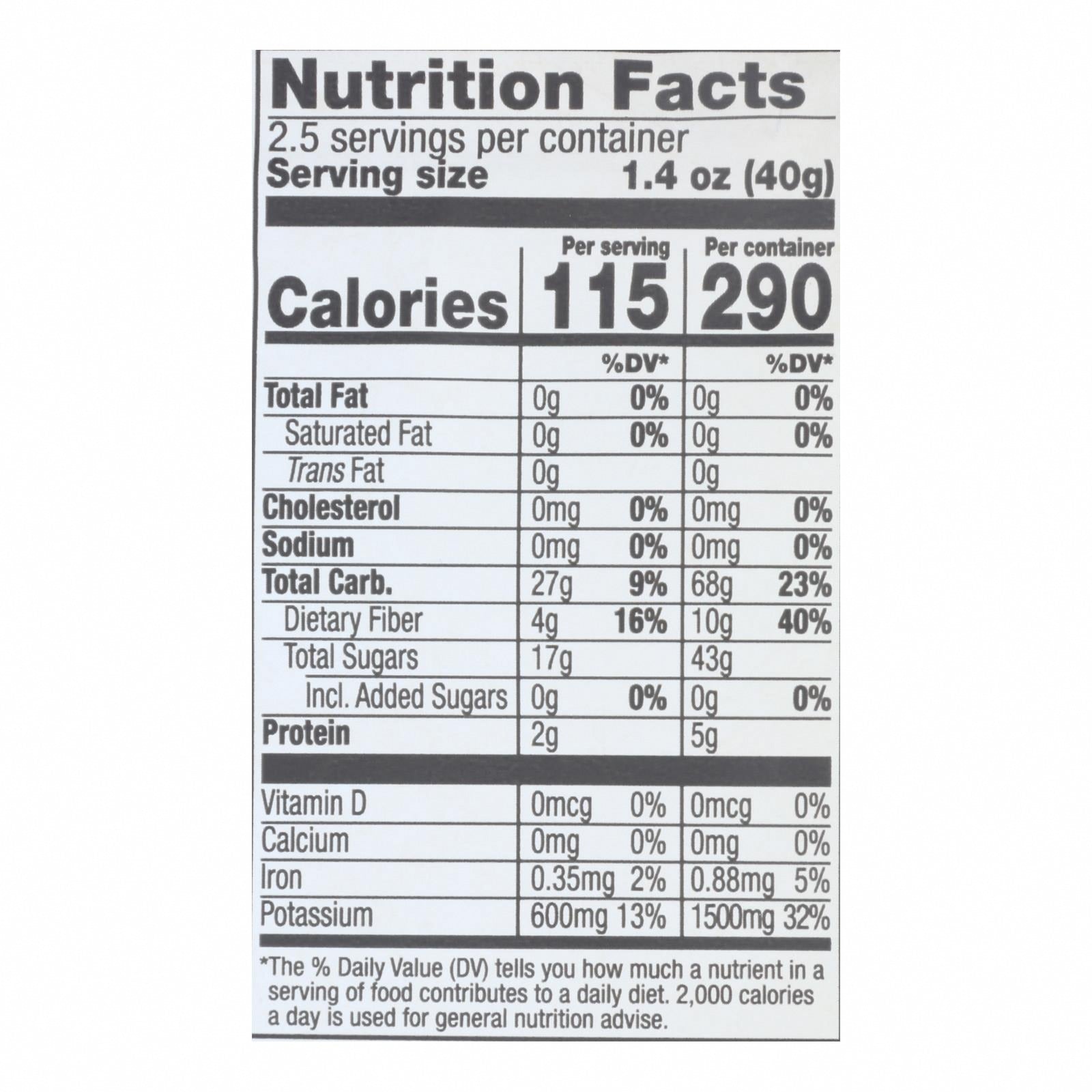Barnana Banana Bites - Organic - Original - 3.5 oz - case of 12 - Nutrition Facts