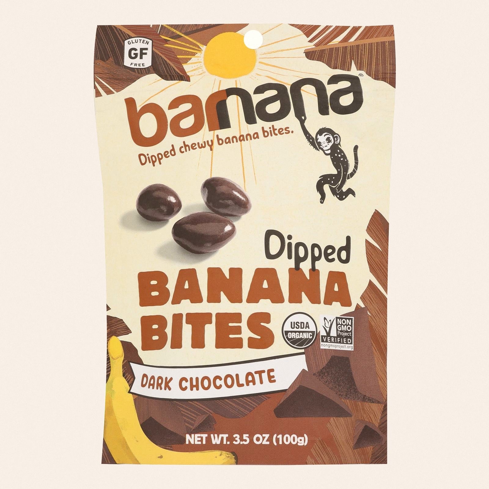 Barnana Chewy Banana Bites - Organic Chocolate - Case of 12 - 3.5 oz. - Front