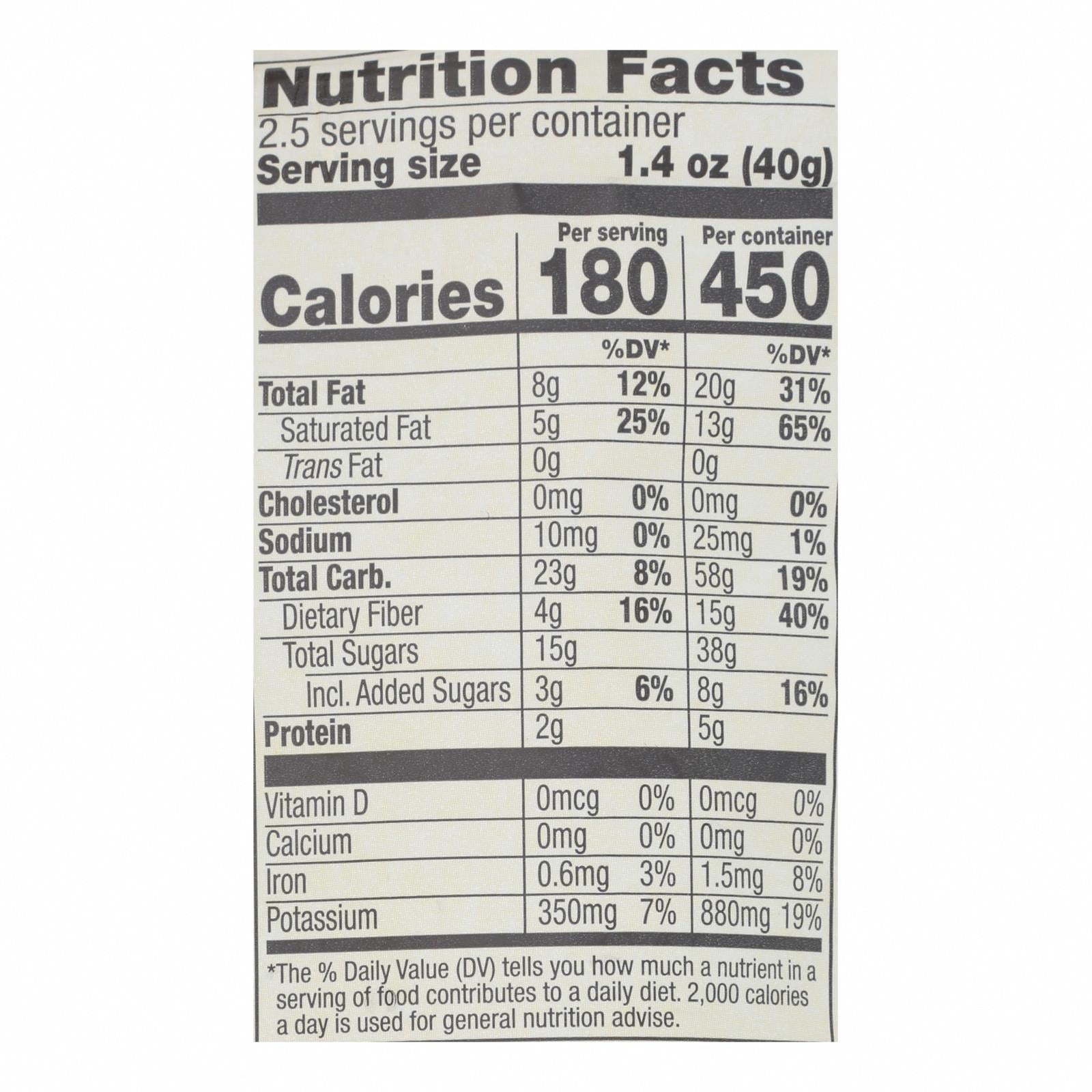 Barnana Chewy Banana Bites - Organic Chocolate - Case of 12 - 3.5 oz. - Nutrition Facts