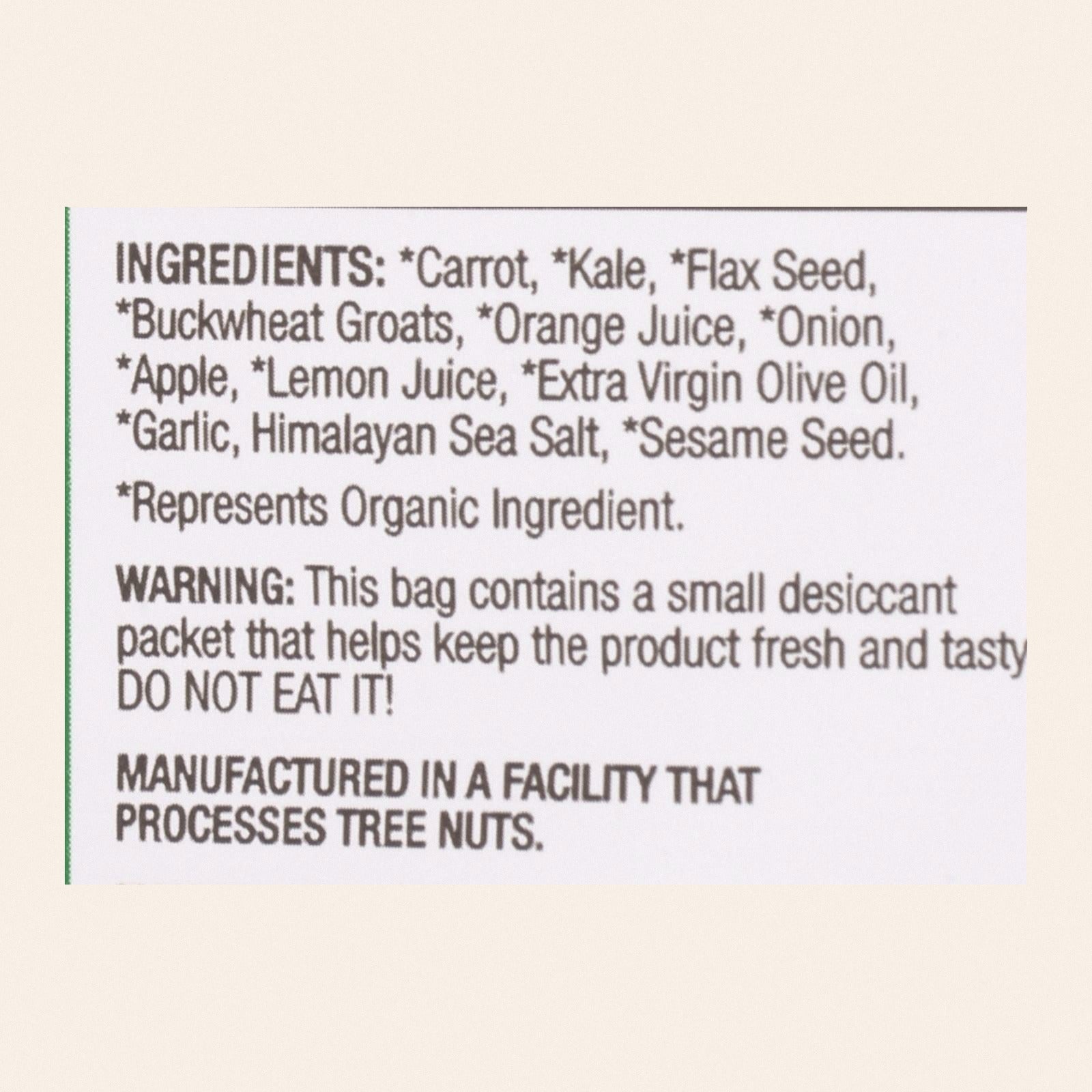 Brad's Plant Based - Raw Chips - Kale - Case of 12 - 3 oz. - Back