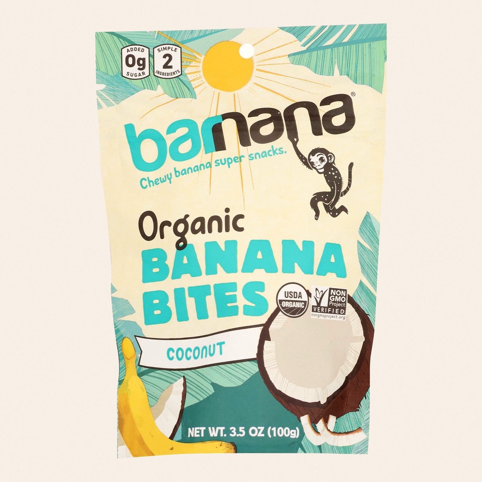Barnana Chewy Banana Bites - Organic Coconut - Case of 12 - 3.5 oz. - Front