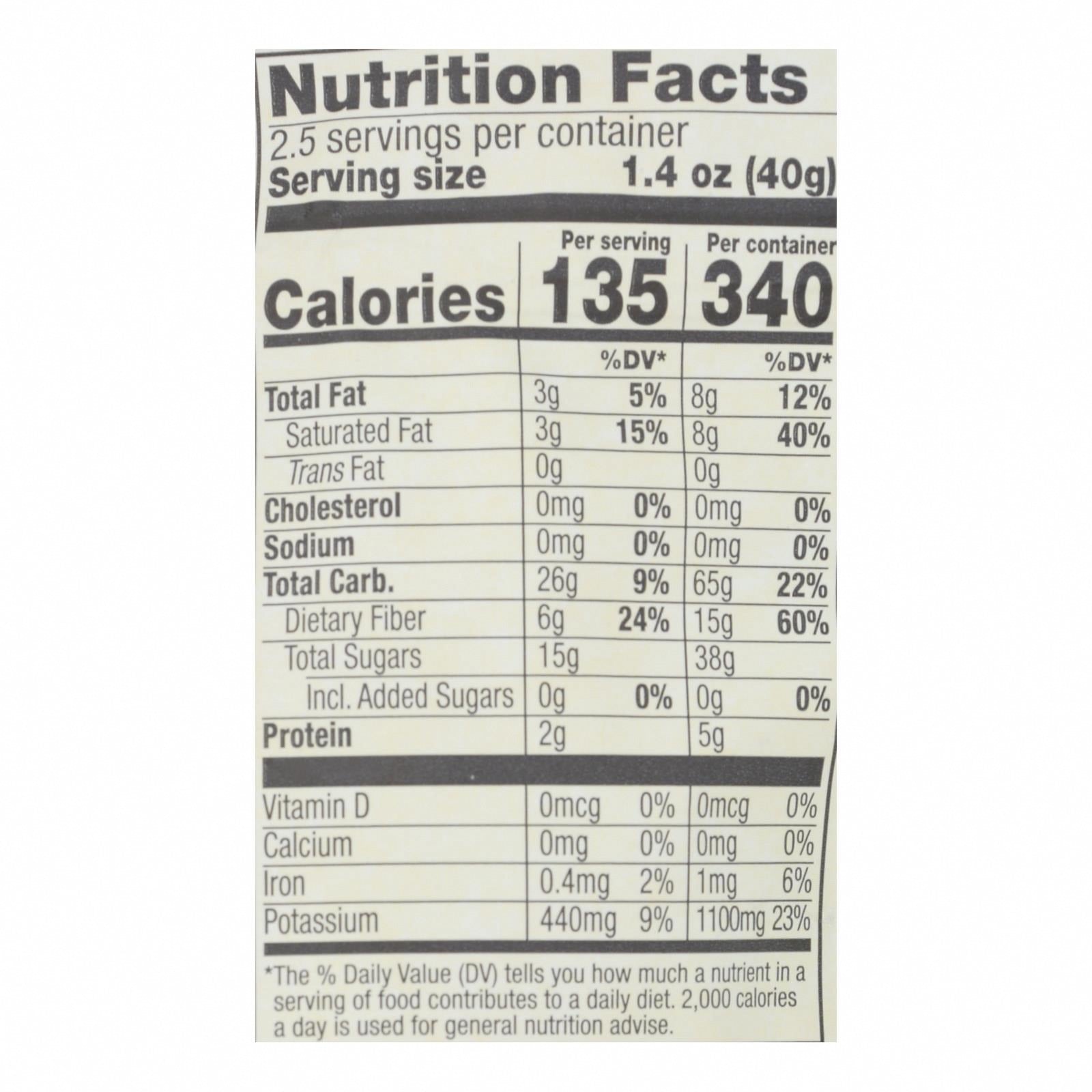 Barnana Chewy Banana Bites - Organic Coconut - Case of 12 - 3.5 oz. - Nutrition Facts
