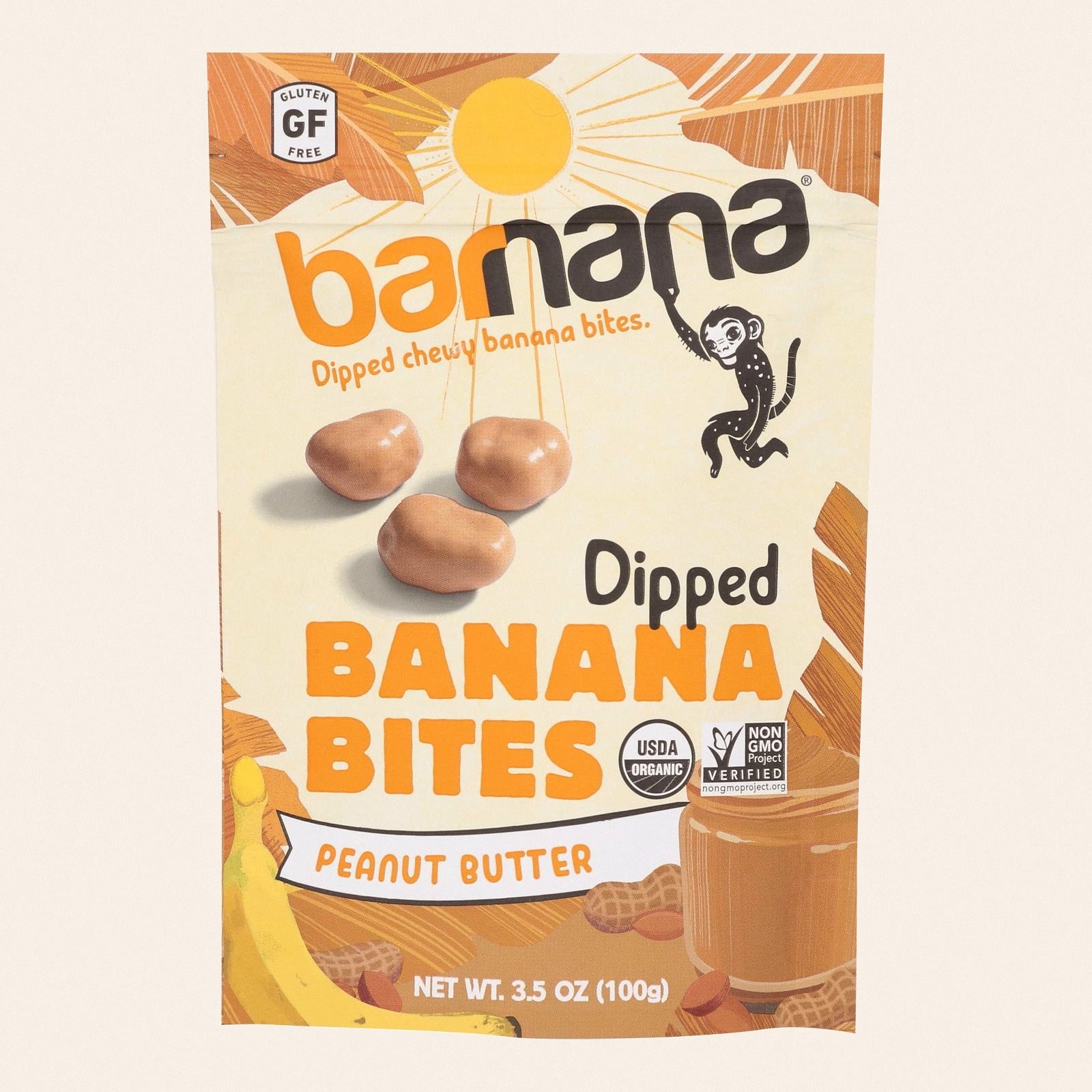 Barnana Chewy Banana Bites - Organic Peanut Butter - Case of 12 - 3.5 oz. - Front