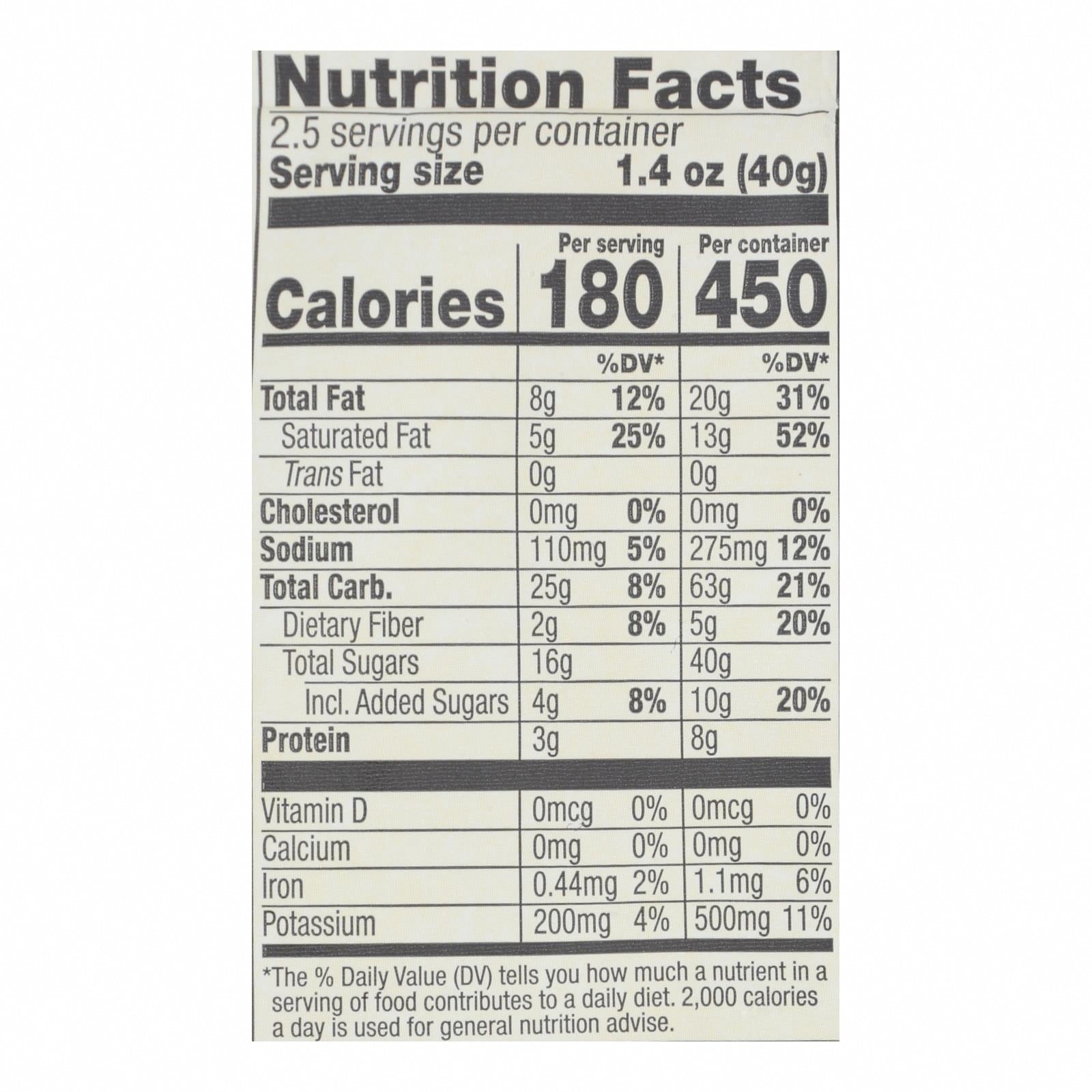 Barnana Chewy Banana Bites - Organic Peanut Butter - Case of 12 - 3.5 oz. - Nutrition Facts