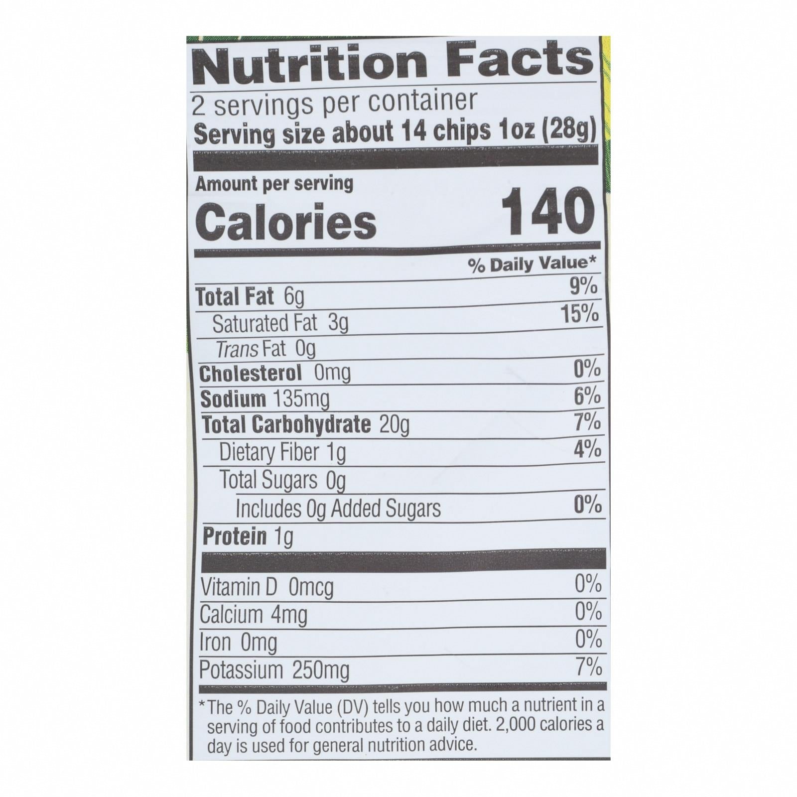 Barnana - Plantain Chips Acapulco Lime - Case of 6-2 OZ - Nutrition Facts