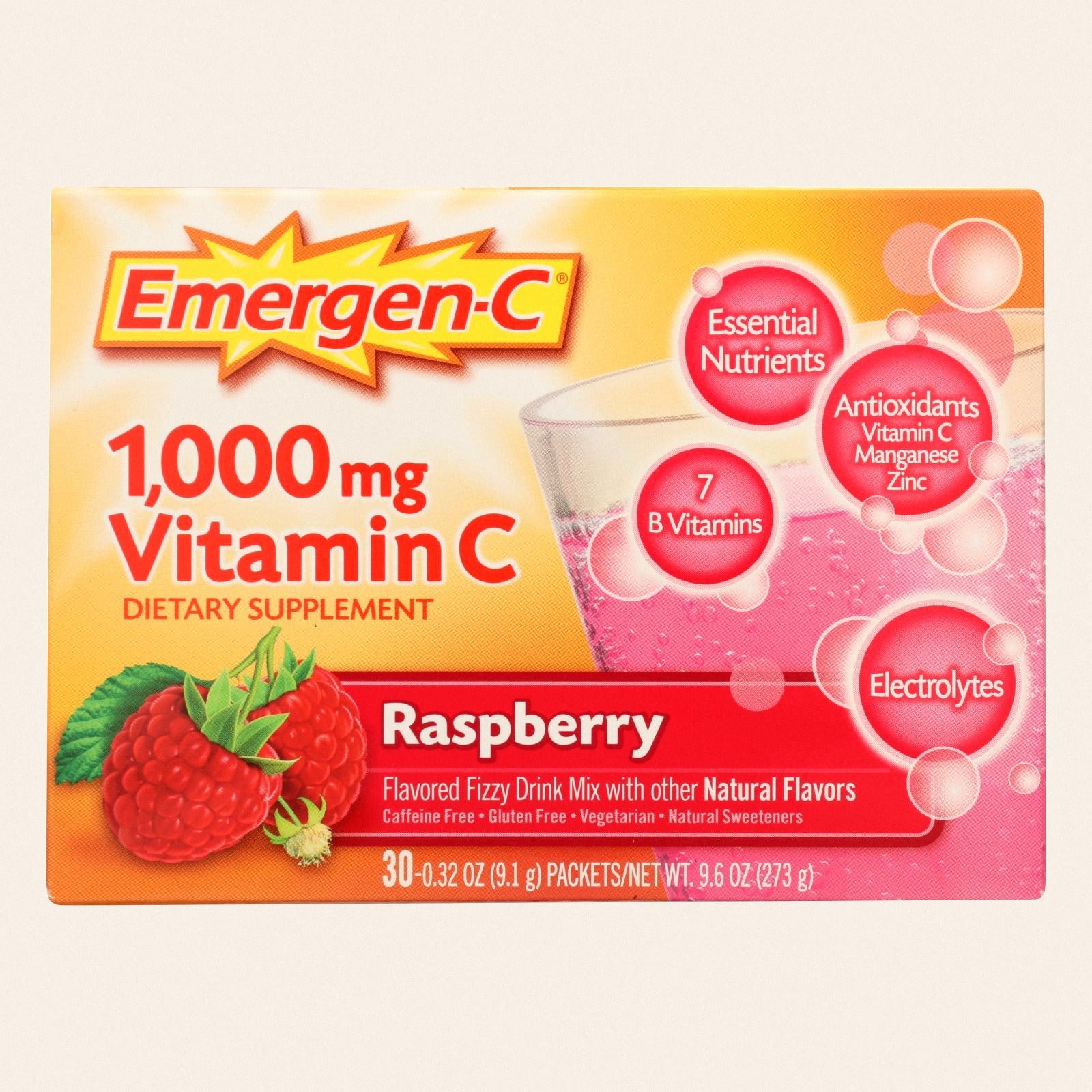 Emergen-C - Emergen-C Raspberry - Case of 3-30 Count - Front