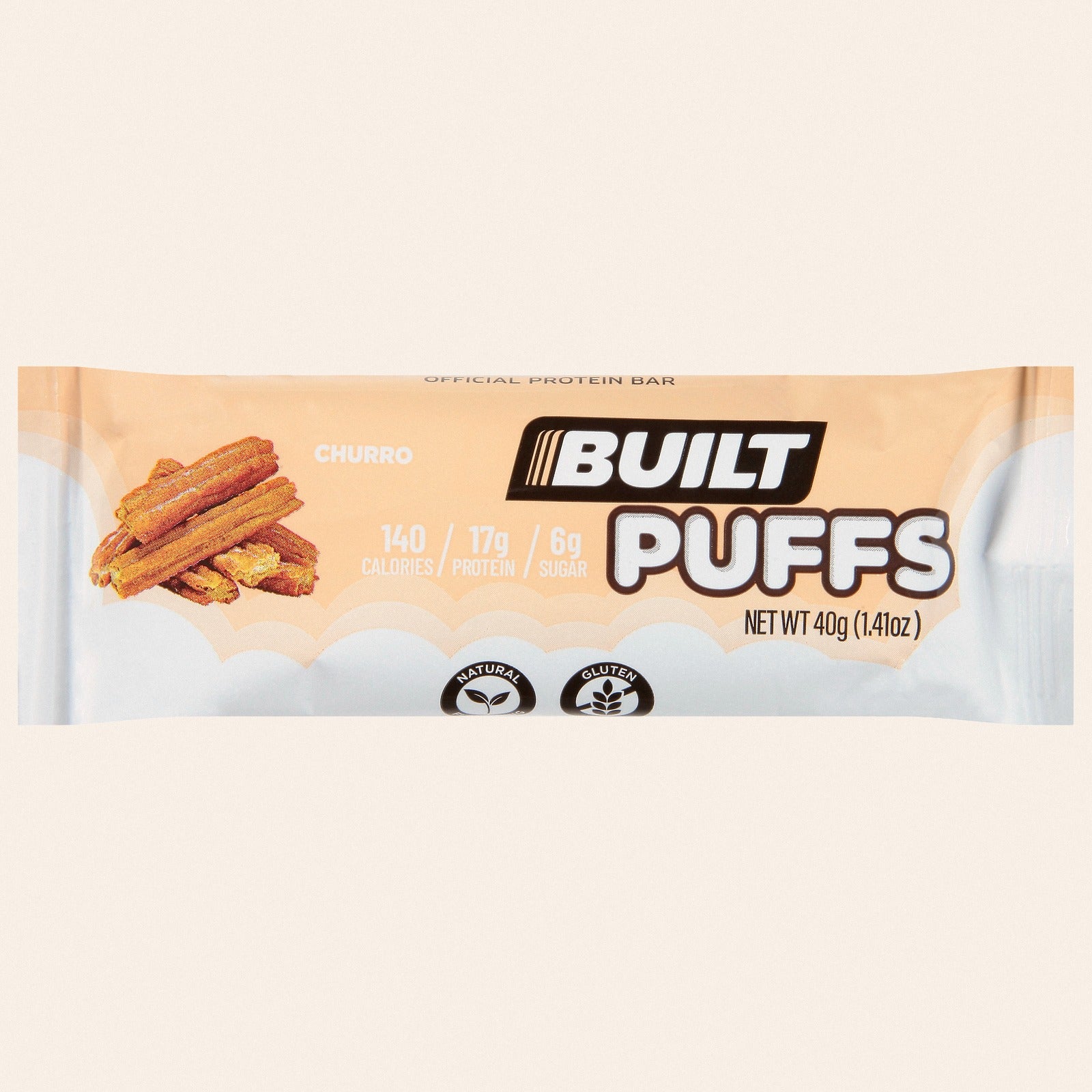 Built Bar - Protein Bar Puff Churro - CS of 12-1.41 OZ - Front
